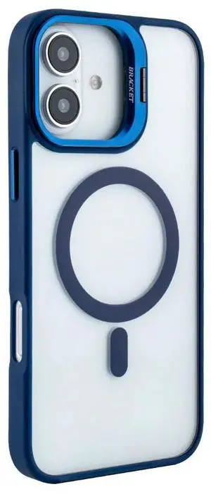 Magnetic Phone Case (Blue) with Built-in Invisible Kickstand Compatible with iPhone 16 Plus