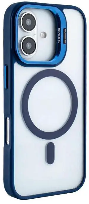 Magnetic Phone Case (Blue) with Built-in Invisible Kickstand Compatible with iPhone 16