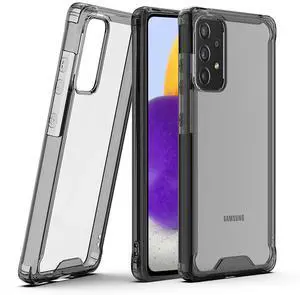 Reiko High Quality 2X Clean PC and TPU Bumper Case In Black For  Samsung Galaxy A72 5G