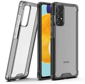 Reiko High Quality 2X Clean PC and TPU Bumper Case In Black For  Samsung Galaxy A52 5G