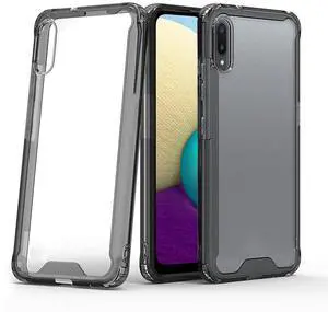 Reiko High Quality 2X Clean PC and TPU Bumper Case In Black For  Samsung Galaxy A20 /M02