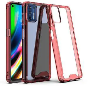 Moto G9 Plus High quality TPU Bumper and Clarity PC Case In Red