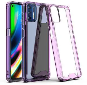 Moto G9 Plus High quality TPU Bumper and Clarity PC Case In Purple