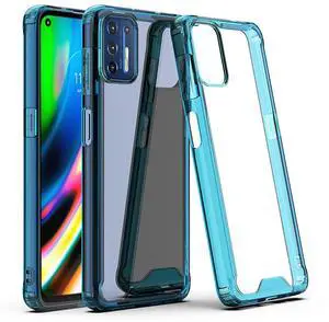 Moto G9 Plus High quality TPU Bumper and Clarity PC Case In Blue