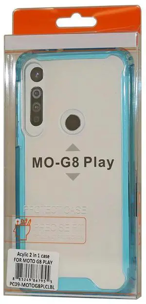 Reiko MOTOROLA G8 PLAY High quality Tpu Bumper and Clarity PC Case In Blue