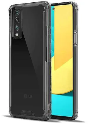 Reiko High Quality 2X Clean PC and TPU Bumper Case In Black For LG Stylo7 5G