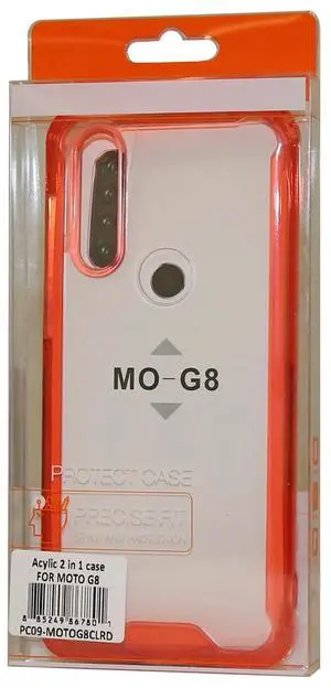 Reiko MOTOROLA G8 High quality Tpu Bumper and Clarity PC Case In Red