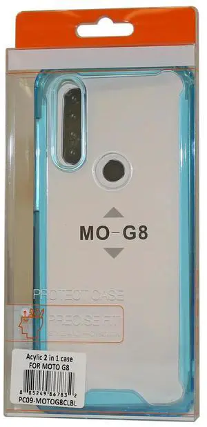 Reiko MOTOROLA G8 High quality Tpu Bumper and Clarity PC Case In Blue