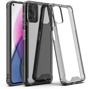 Reiko High Quality 2X Clean PC and TPU Bumper Case In Black  For  Moto G Stylus 2021