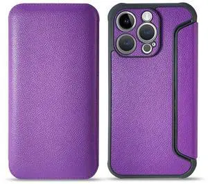 Magnetic wallet Leather phone case For Apple iPhone 14 Pro In Purple