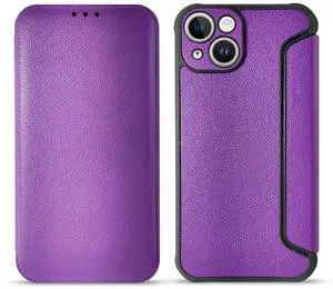 Magnetic wallet Leather phone case For Apple iPhone 14 In Purple
