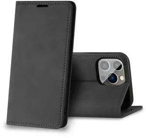 Magnetic wallet  Leather phone case For Apple iPhone 13 Pro (Black)