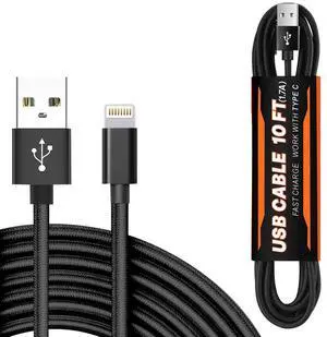 10FT USB Cable For IOS In Black
