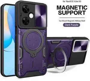 TPU PC Shockproof Magnetic Phone Case with Free Adjustment Ring Holder For ONEPLUS NORD N30 5G in Purple
