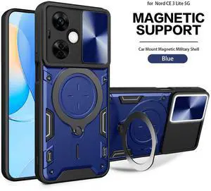 TPU PC Shockproof Magnetic Phone Case with Free Adjustment Ring Holder For   ONEPLUS NORD N30 5G in Blue