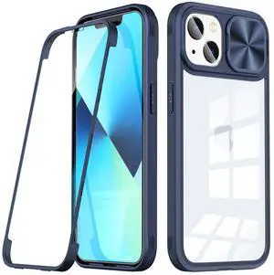 Full Protection With Mobile Phone Protective Film Slide Camera Lens Phone Case For iPhone 14 In Navy