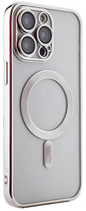Magnetic Wireless Charging TPU Bumper Case For iPhone 14 Pro Max In Silver