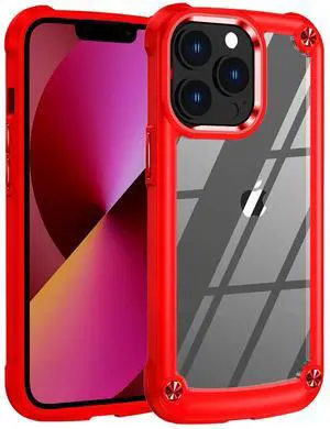 High Quality Clean PC,TPU and Metal Bumper Case For iPhone 13 PRO In Red