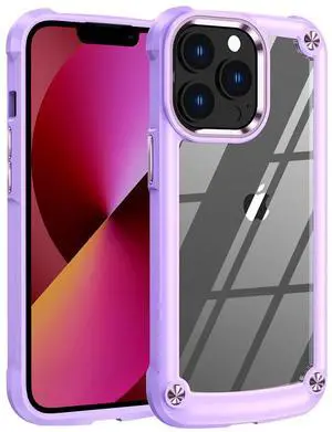 High Quality Clean PC,TPU and Metal Bumper Case For iPhone 13 PRO In Purple