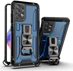 Kickstand Ring Holder/Bottle Opener with Magnetic Car Mount for Samsung Galaxy A53 5G In Blue