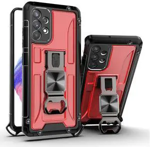 Kickstand Ring Holder/Bottle Opener with Magnetic Car Mount for Samsung Galaxy A53 5G In Red