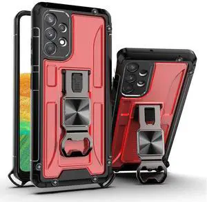 Kickstand Ring Holder/Bottle Opener with Magnetic Car Mount for Samsung Galaxy A33 5G In Red