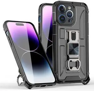 Kickstand Ring Holder/Bottle Opener with Magnetic Car Mount for IPHONE 14 PRO In Black