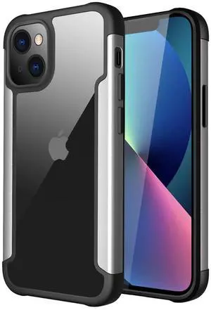 High Quality Clean PC,TPU and Metal Bumper Case For iPhone 13 Mini In Silver