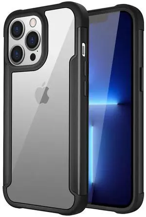 High Quality Clean PC,TPU and Metal Bumper Case For iPhone 13 Pro In Black