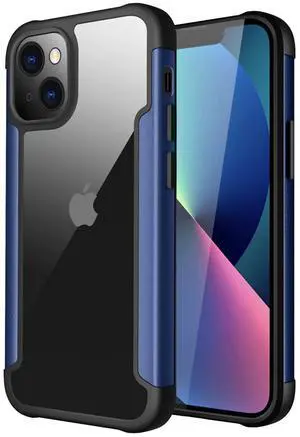 High Quality Clean PC,TPU and Metal Bumper Case For iPhone 13 Mini In Blue