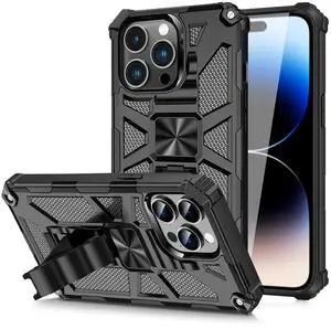 Built-in Kickstand TPU Case with Magnetic Mount for APPLE IPHONE 14 PRO MAX in Black