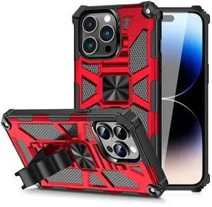Built-in Kickstand TPU Case with Magnetic Mount for APPLE IPHONE 14 PRO MAX in Red