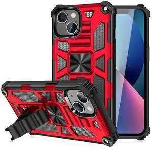 Built-in Kickstand TPU Case with Magnetic Mount for APPLE IPHONE 13 in Red