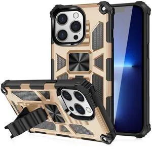 Built-in Kickstand TPU Case with Magnetic Mount for APPLE IPHONE 13 PRO in Gold