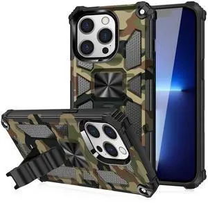 Built-in Kickstand TPU Case with Magnetic Mount for APPLE IPHONE 13 PRO in Camouflage