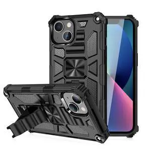 Built-in Kickstand TPU Case with Magnetic Mount for APPLE IPHONE 13 in Black