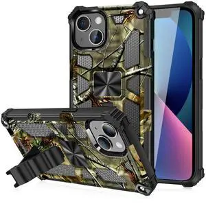 Built-in Kickstand TPU Case with Magnetic Mount for APPLE IPHONE 13 in Tree leaf patterns