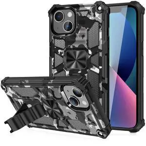 Built-in Kickstand TPU Case with Magnetic Mount for APPLE IPHONE 13 in Camouflage
