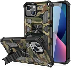 Built-in Kickstand TPU Case with Magnetic Mount for APPLE IPHONE 13 in Camouflage