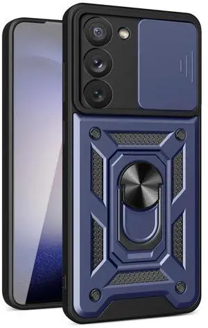 Kickstand Ring Holder with Slide Camera Cover TPU Magnetic Car Mount for GALAXY S23  PLUS In Blue