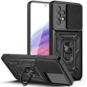 Kickstand Ring Holder with Slide Camera Cover TPU Magnetic Car Mount for GALAXY A53 5G In Black