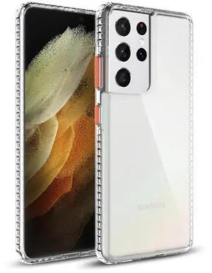 TPU Bumper Shockproof Case With Embedded Coil In BlackSAMSUNG GALAXY S21/S30 ULTRA In Clear Orange