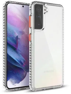 TPU Bumper Shockproof Case With Embedded Coil In BlackSAMSUNG GALAXY S21/S30 PLUS In Clear Orange