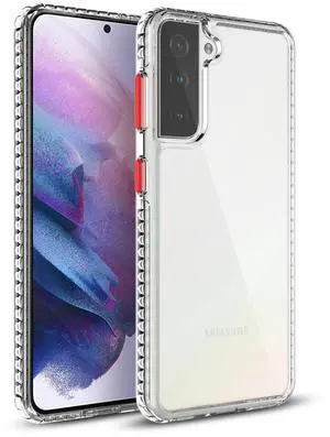 TPU Bumper Shockproof Case With Embedded Coil In BlackSAMSUNG GALAXY S21/S30 In Clear Red