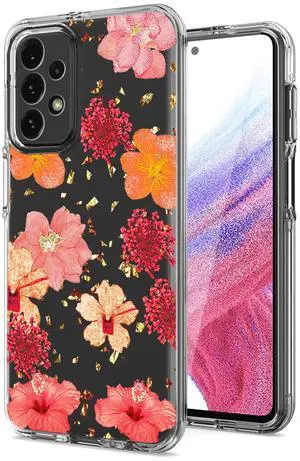Pressed dried flower Design Phone case For Samsung Galaxy A53 5G In Red