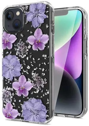 Pressed dried flower Design Phone case For iPhone 14 Plus In Purple Pressed dried flower Design Phone case For iPhone 14 Plus In Purple