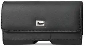 Reiko Horizontal Leather Pouch With Card Holder In Black (7.0X3.9X0.7 Inches)