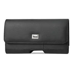 Reiko Horizontal Leather Pouch With Card Holder In Black (6.6X3.5X0.7 Inches) Reiko Horizontal Leather Pouch With Card Holder In Black (6.6X3.5X0.7 Inches)