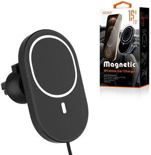 Reiko Magnetic Air Vent Wireless Car Charger Phone Holder Mount In Black