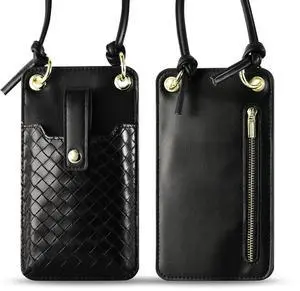 Reiko Leather Crossbody Phone Wallet Large Purse In Blackâ¢?Ã¶7.0 INCH)